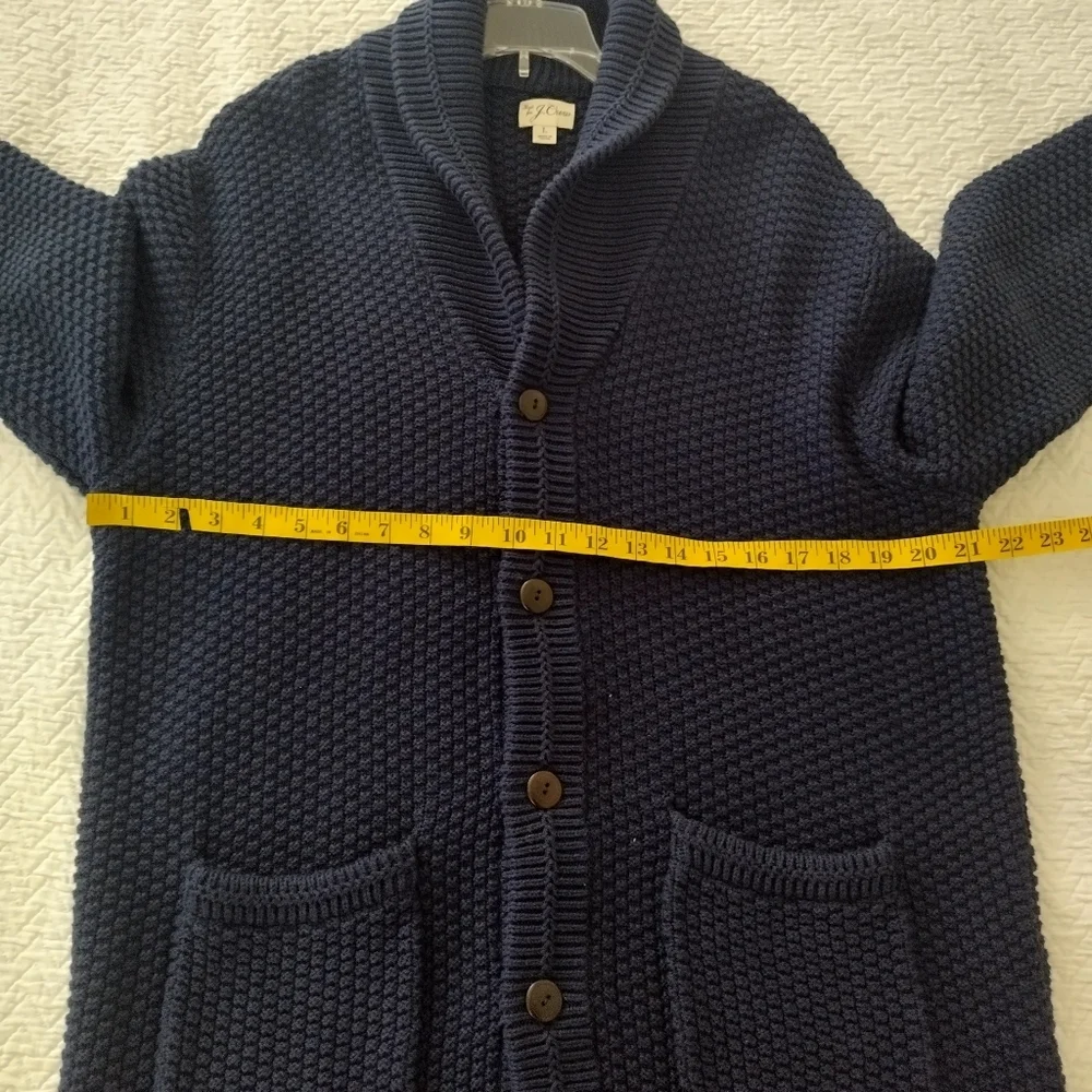 J. Crew knit Checker-stitch cotton shawl cardigan sweater Sz L